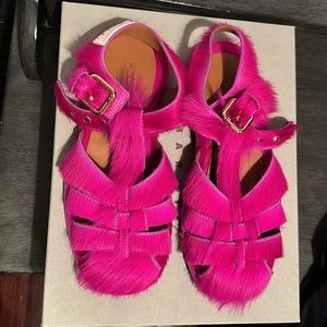 Marni Pink Hairy Fisherman Sandals